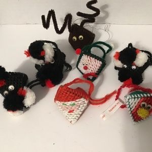 Handmade Plastic Canvas Christmas Ornaments (Lot of 17), santa, reindeers etc